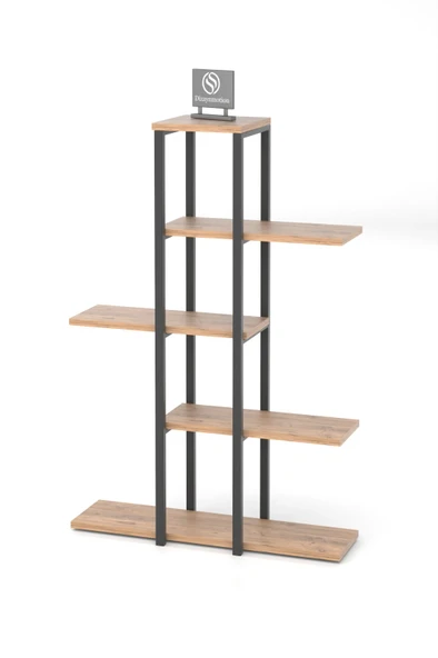 Dizayn Motion Zigzag Tasarımlı 3 Raflı Dekoratif Çiçeklik 110 cm Ceviz - 3