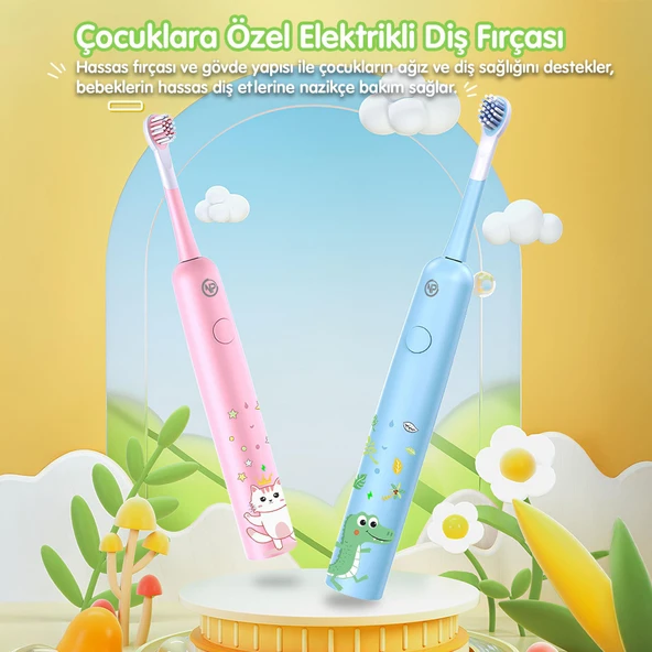 NPO Nicefeel X500 Çocuklar için Dakikada 39600 Titreşim,Şarjlı Sonic Profesyonel Diş Fırçası-Pembe - 2