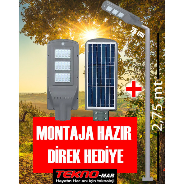 Güneş Enerjili Bahçe Aydınlatma Direği + 90W Solar Sokak Lambası