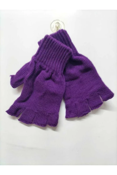 çamaşırsepeti Unisex Çocuk Pembe Parmaksız Kesik Yarım Parmak Kışlık Örme Triko Eldiven - 2
