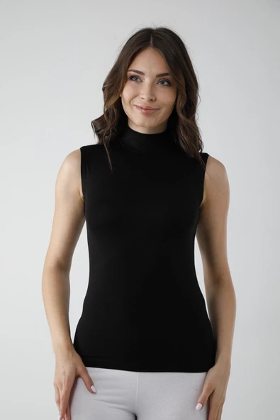 Ece Boğazlı Sıfır Kollu Likralı Penye Body - 6