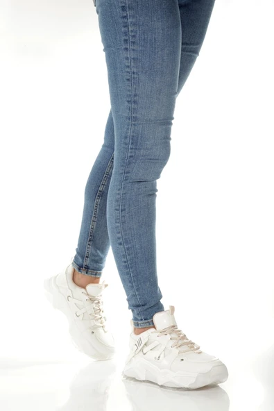 Dussel Beyaz Krem Sneaker Günlük Spor Ayakkabı - 3