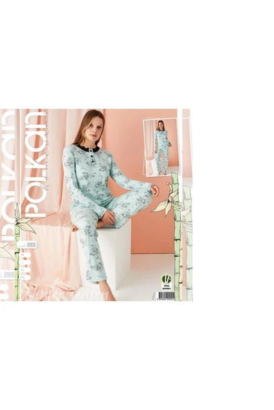 POLKAN Uzun kollu yaka düğmeli mevsimlik orta kalın kumaştan üretilmiş Bambu pijama takımı BAMBOO - 2