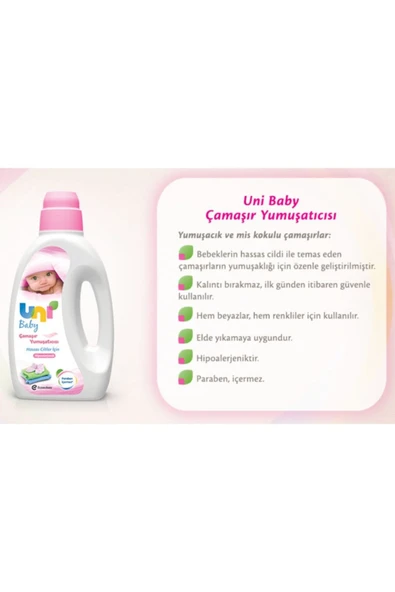 Uni Baby Çamaşır Deterjanı Sensitive 1500ml + Yumuşatıcı 1500ml - 5