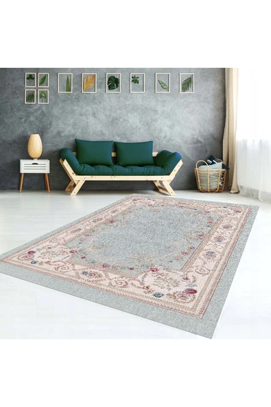 AACAP Mavi Detay Yıkanabilir,Lastikli Halı Örtüsü