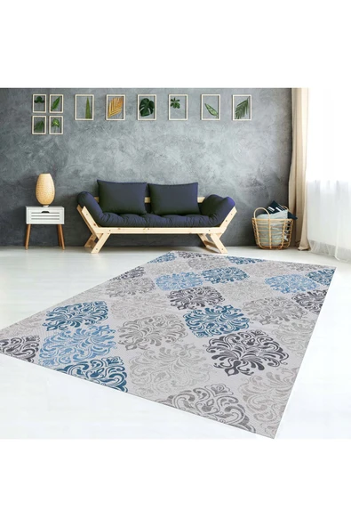 AACAP Damla Desen Kadife Yıkanabilir, Lastikli Halı Örtüsü