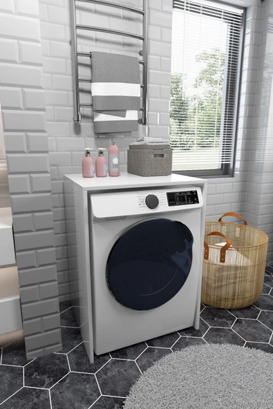 Awox Çamaşır Makinesi Dolabı Kurutma Makinesi Uyumlu Kapaksız Dolap 91.8 x 67.3 x 60 cm Beyaz - Resim 2