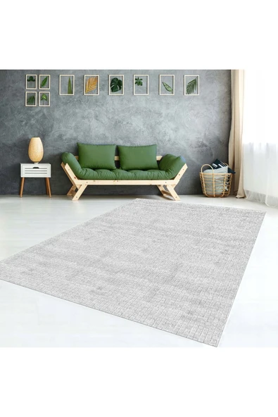 AACAP Kare Desenli Kadife Lastikli Halı Örtüsü