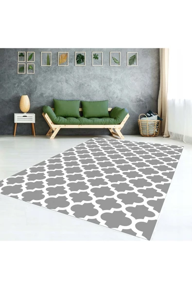 AACAP Damla Desenli ,Kadife ,Modern Yıkanabilir, Lastikli Halı Örtüsü