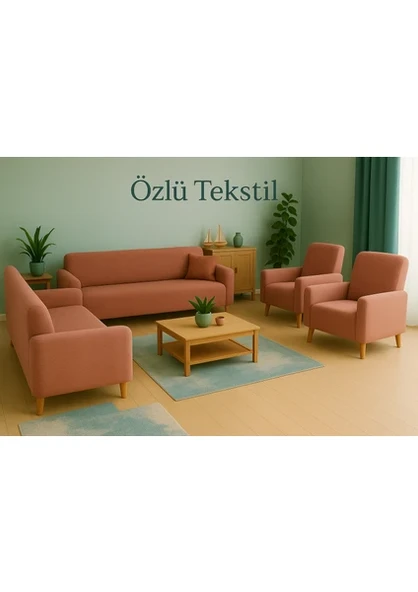 Özlü Home Maksi Çekyat Örtüsü, Kaymaz, Terletmez, Yakmaz, 3+3+1+1 PEMBE