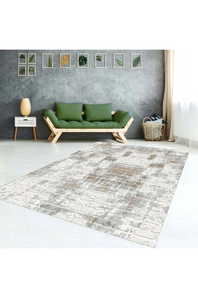 AACAP Zemin Desenli Yıkanabilir, Modern Lastikli Halı Örtüsü