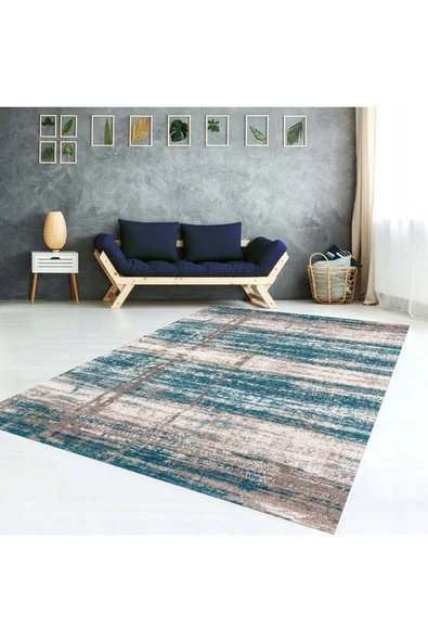 AACAP Deniz Meltemi Kadife Yıkanabilir Lastikli Halı Örtüsü ürün görseli 1