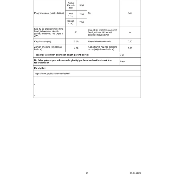 CGA25202TR A Enerji Sınıfı 10 kg 1200 Devir Çamaşır Makinesi - Resim 8