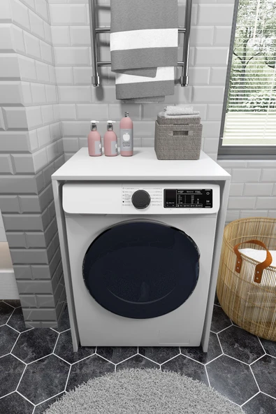 Awox Çamaşır Makinesi Dolabı Kurutma Makinesi Uyumlu Kapaksız Dolap 91.8 x 67.3 x 60 cm Beyaz - Resim 7