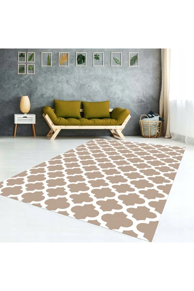 AACAP Pembe Damla ,Kadife,Modern Yıkanabilir, Lastikli Halı Örtüsü