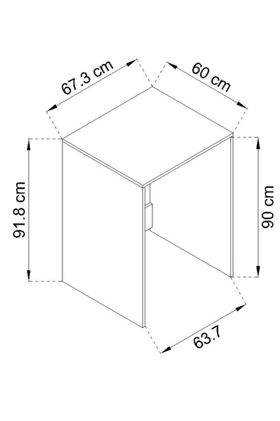 Awox Çamaşır Makinesi Dolabı Kurutma Makinesi Uyumlu Kapaksız Dolap 91.8 x 67.3 x 60 cm Beyaz - Resim 5