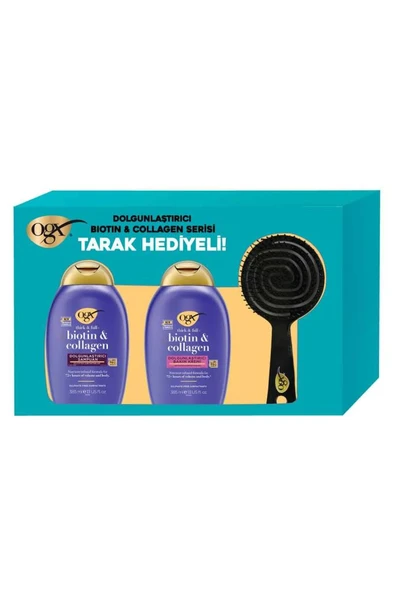 Organix Biotin&Collagen Şampuan 385 ml+Saç Kremi 385 ml+Tarak Hediyeli 3'lü Set