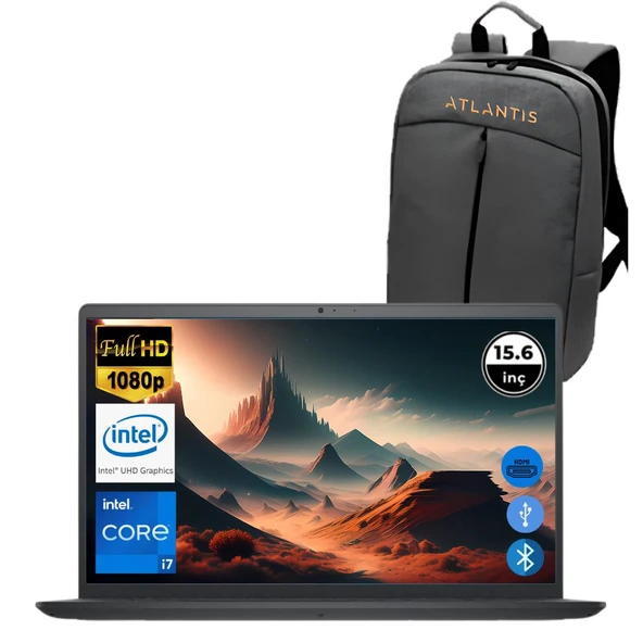 Dell Inspiron 3520 i7 1255U 8GB 1TB M.2 SSD I35201013U ATL63 O/B 15.6" Fdos Taşınabilir Bilgisayar+Çanta