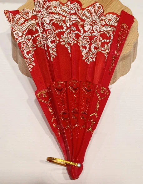 Monalisa Home Otantik Lüks Figürlü Kırmızı Yelpaze