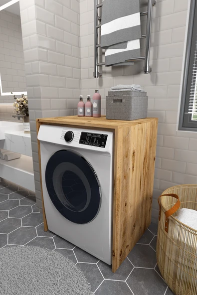 Awox Çamaşır Makinesi Dolabı Kurutma Makinesi Uyumlu Kapaksız Dolap 91.8 x 67.3 x 60 cm Ceviz ürün görseli