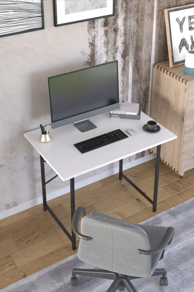 VayLife Çalışma Masası 90x60 cm Bilgisayar Ofis ve Ders Masası Beyaz - 3