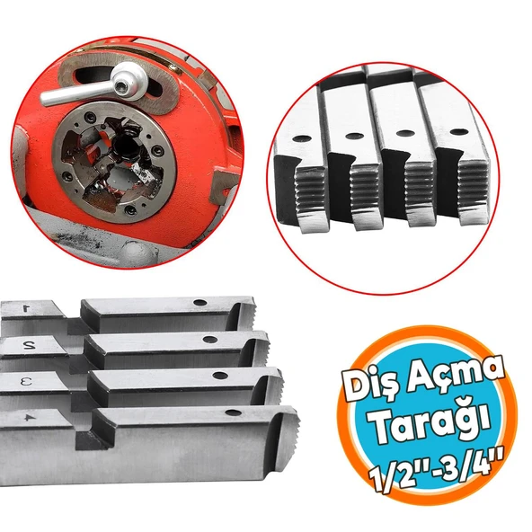 Diş Açıcı Euromax EX75011 EX75013 EX75015 Pafta Tarak Yedek Diş Açma Tarağı Metal 1/2" - 3/4"