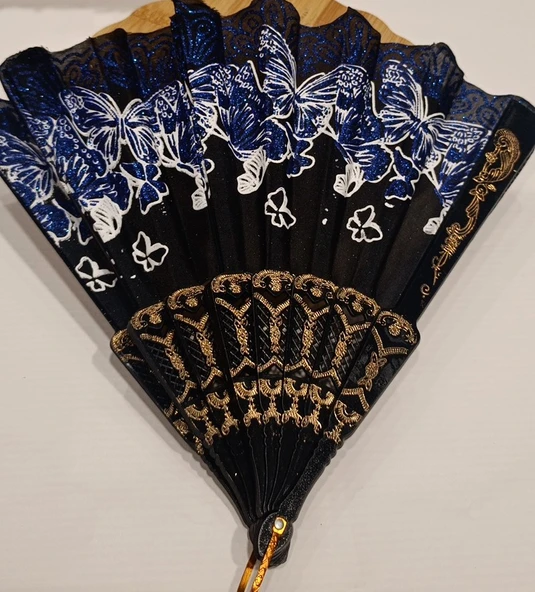 Monalisa Home Otantik Lüks Figürlü  Siyah Yelpaze