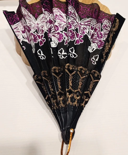 Monalisa Home Otantik Lüks Figürlü Siyah Yelpaze