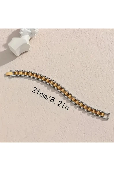 Rlx Erkek Bileklik 316L Çelik Parlak 15 Mm. Paslanma Ve Kararma Yapmaz 21cm - 2