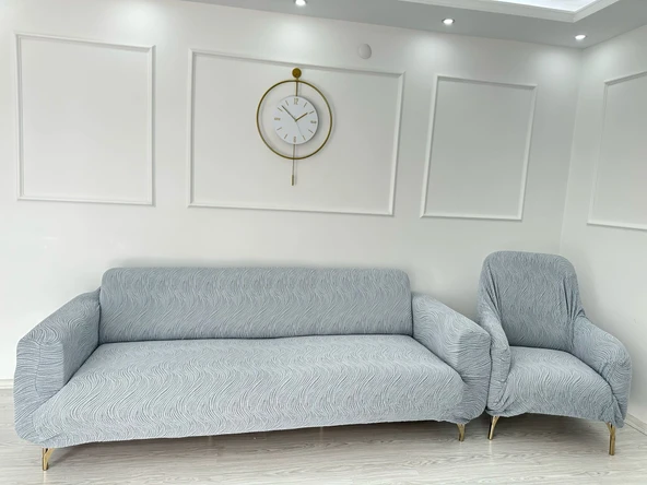 Özlü Home Maksi Çekyat Örtüsü, Kaymaz, Terletmez, Yakmaz, 3+3+1+1 GRİ - 2