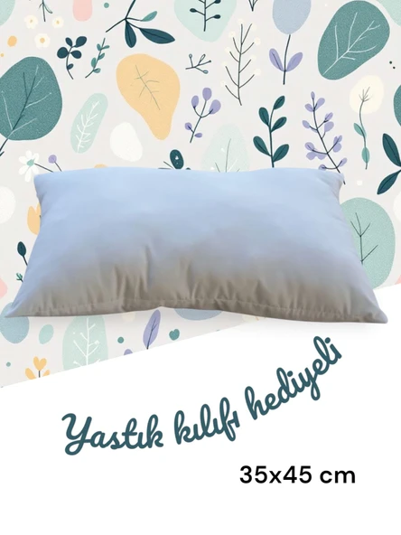 Premium Pamuklu Bebek Yastığı ,1-8 Yaş, Saf Silikon Dolgulu 35X45 cm Yastık kılıfı hediye