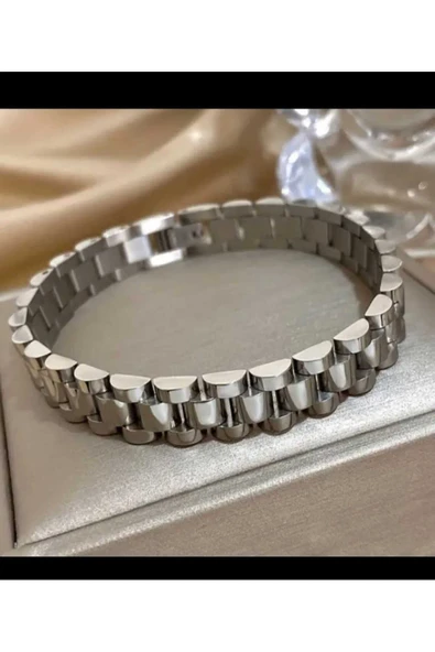 Rlx Erkek Bileklik 316L Çelik Parlak 15 Mm. Paslanma Ve Kararma Yapmaz 21cm - 2