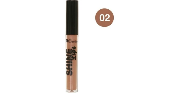 CECİLE YOĞUN PİGMENTLİ ULTRA PARLAK GÖRÜNÜM VEREN PARLATICI SHİNE LİPS 02