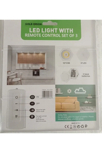 Led Işık Kablosuz Uzaktan Kumandalı Dolap İçi LED Ampul Seti 3'lü, Spot Lamba, Gece Lambası - 2