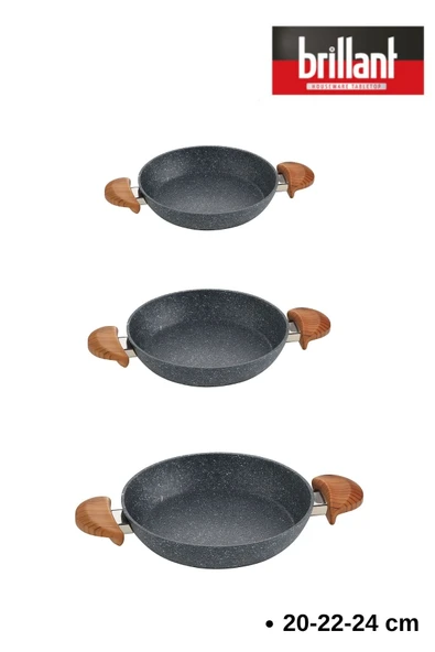 Alpha Bio Granit  3'lü Sahan Seti 20-22-24 cm - 2