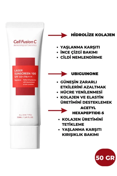 CELL FUSİON C LASER YAŞLANMA KARŞITI YÜKSEK KORUYUCU TÜM CİLT TİPLERİ IÇİN PA GÜNEŞ KREMİ 50 ML - 2
