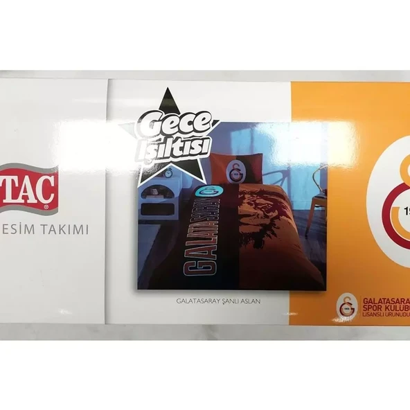 Taç Taraftar Lisanslı Ranforce (Gece Işıldayan) Çarşafı Lastikli Tek Kişilik Nevresim Takımı-Galatasaray Şanlı Aslan - 2