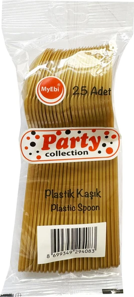 Omeyva Nişan Kına Piknik Altın Sorfa Seti - Sert Mika Plastik - 48 Kişilik Tabak Çatal Kaşık Takımı - Resim 7