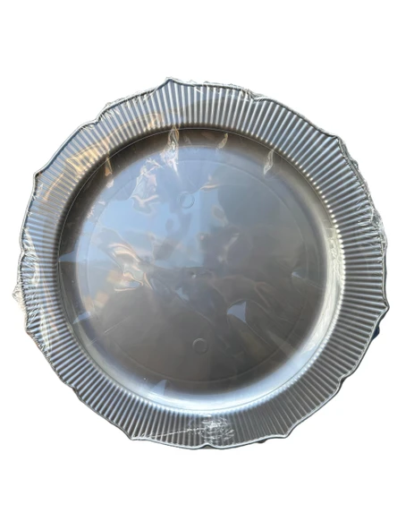 Omeyva Nişan Kına Piknik Gümüş Sorfa Seti - Sert Mika Plastik - 48 Kişilik Tabak Çatal Kaşık Takımı - Resim 3