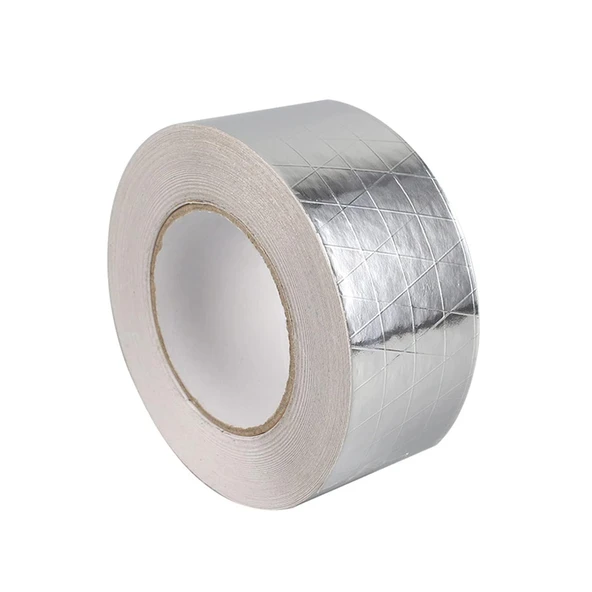 Fiberglas Lif Takviyeli Yapışkanlı Alüminyum Folyo Bant 72 mm x 25 Metre Yanmaz Soba Borusu Bandı - 5