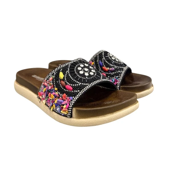 Esem Taş Boncuk İşlemeli Anatomik Taban Bayan Terlik ürün görseli