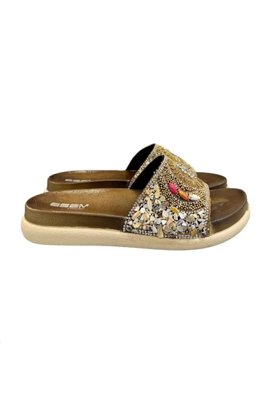 Esem Taş Boncuk İşlemeli Anatomik Taban Bayan Terlik - Resim 11