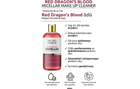 DR LİFE RED DRAGON’S BLOOD MİCELLAR MAKYAJ TEMİZLEME SUYU 400 ML - 2