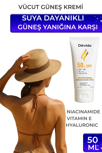 Suya Dayanıklı SPF 50+ Vücut Güneş Kremi Leke Karşıtı, Aydınlatıcı, Ton Eşitleyici