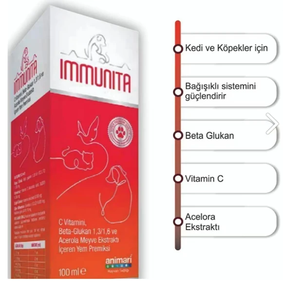 animari Immunita 100 ml Kedi Ve Köpekler Için Bağışıklık Sistemini Güçlendirici ürün görseli 1