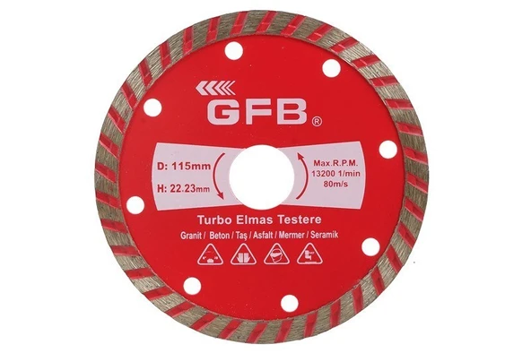 Turbo Elmas Mermer Granit Kesici Disk 115 mm