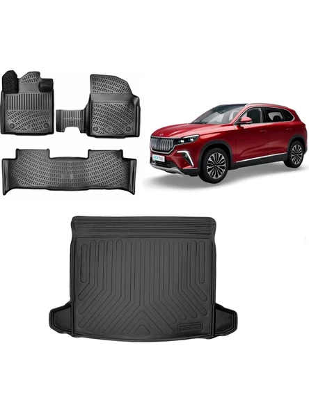 Rizline Togg T10X 2023 Sonrası 3D  Bagaj Havuzu ve Paspas Siyah