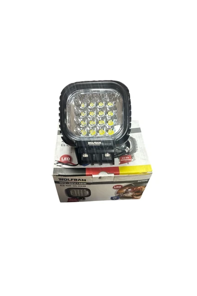 WOLFRAM LED KARE ÇALIŞMA FARI 10-30V E-BELGELİ 48W 4500 LÜMEN UZAK NOKTA