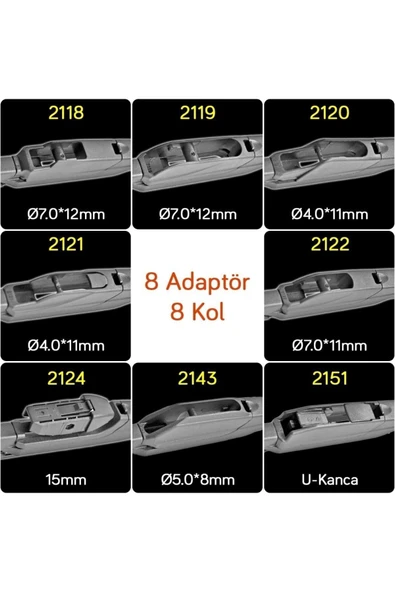 Rbw 95015 Plastik Multi-fit 8 Adaptörlü 15 Inç / 380 Mm Arka Silecek - Resim 4