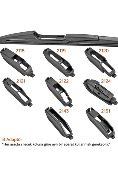 Rbw 95015 Plastik Multi-fit 8 Adaptörlü 15 Inç / 380 Mm Arka Silecek - Resim 3